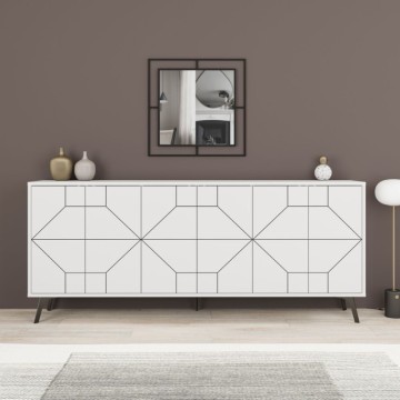 Buffet blanc à 6 portes avec design géométrique Dune 184x35x77,4