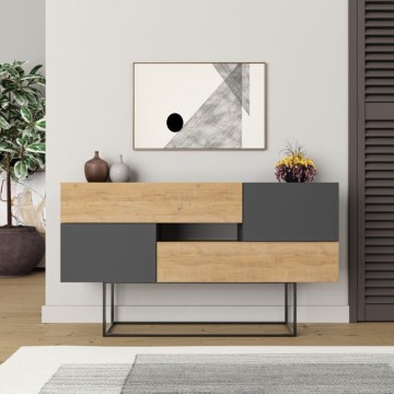 Buffet Eros en chêne et anthracite 2 portes et 2 tiroirs 145x40x82h