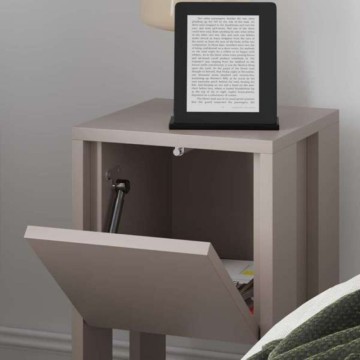 Table de nuit Ema gris tourterelle porte à rabat 30x30x55h
