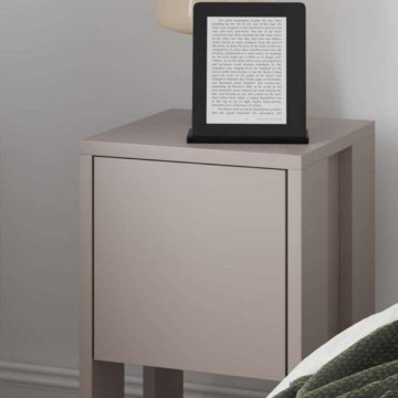 Table de nuit Ema gris tourterelle porte à rabat 30x30x55h