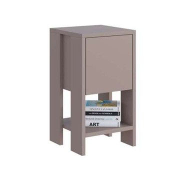 Table de nuit Ema gris tourterelle porte à rabat 30x30x55h