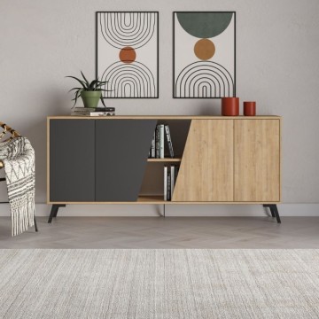 Buffet chêne et anthracite 4 portes Fiona 180x35,6x82H