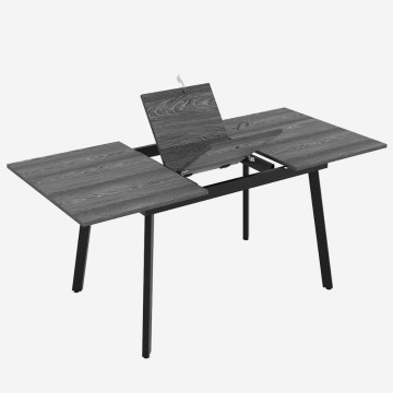 Table à rallonge plan blanc et pieds en métal noir Lini 138x85x76h