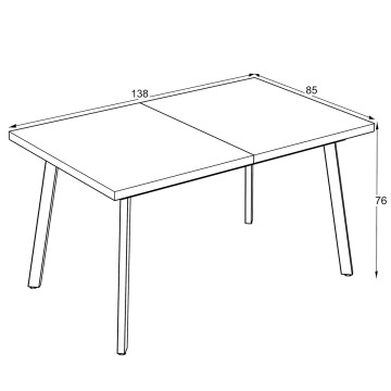 Table à rallonge plan blanc et pieds en métal noir Lini 138x85x76h