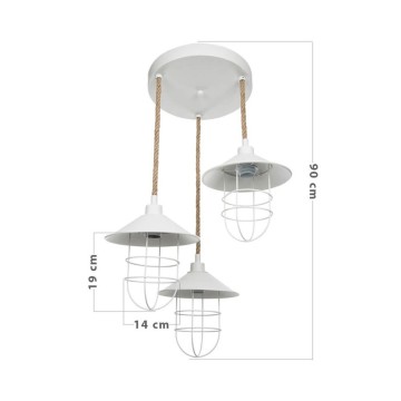 Lampe suspendue Bulut ASZ0632 3 lumières métal blanc et corde