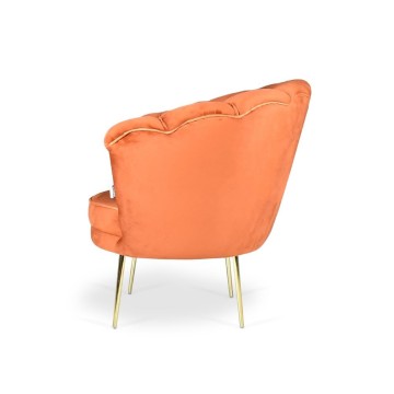 Fauteuil coquille Orel babyface velours rouille et pieds or