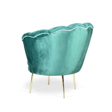 Fauteuil Orel en velours vert foncé et pieds dorés