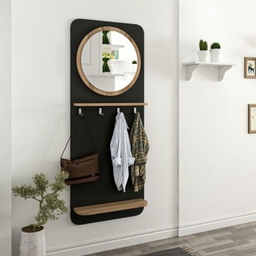 Meuble d'entrée noir avec miroir et cintre Slimingresso