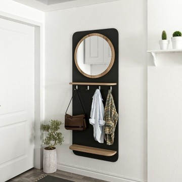 Meuble d'entrée noir avec miroir et cintre Slimingresso