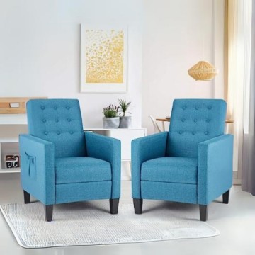 Fauteuil inclinable avec massage Malea blue fabric