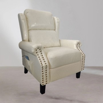 Fauteuil Wing en similicuir beige avec massage et dossier chauffant