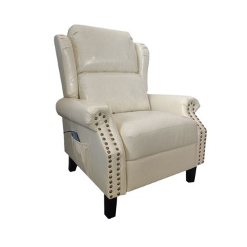Fauteuil Wing en similicuir beige avec massage et dossier chauffant