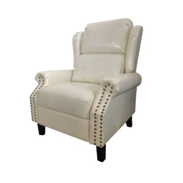 Fauteuil Wing en similicuir beige avec massage et dossier chauffant