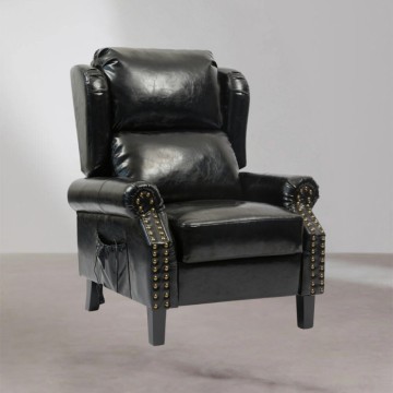 Fauteuil Wing en simili-cuir noir avec massage et dossier chauffant