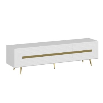 Meuble TV 3 portes blanc Jose gold details 180x42x50h