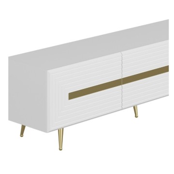 Meuble TV 3 portes blanc Jose gold details 180x42x50h