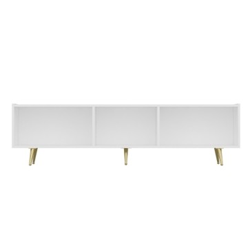 Meuble TV 3 portes blanc Jose gold details 180x42x50h