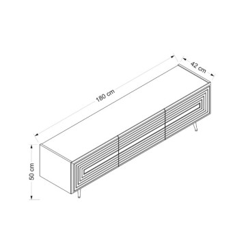 Meuble TV 3 portes blanc Jose gold details 180x42x50h
