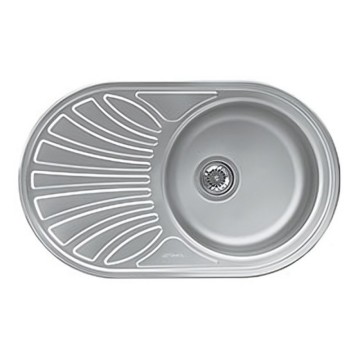 Smeg LMEL77S inox évier encastrable ovale 1 cuve et égouttoir gauche 78x48