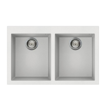 Smeg VZ3434B évier encastrable blanc 2 cuves 79x50