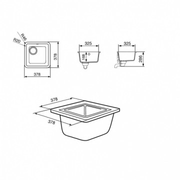 Smeg VST38AL 38x38 évier sous plan à une cuve couleur aluminium