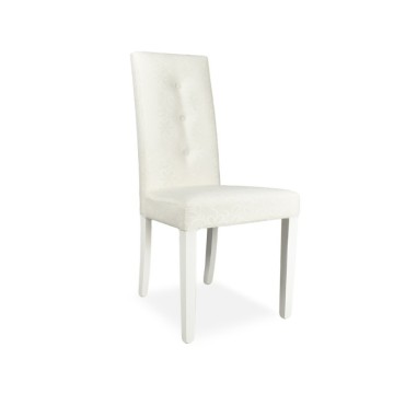 Chaise en tissu blanc avec décoration florale Montecarlo 3 boutons