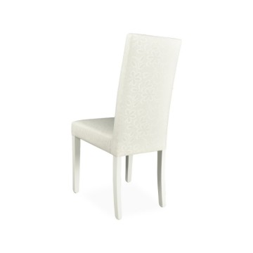Chaise en tissu blanc avec décoration florale Montecarlo 3 boutons