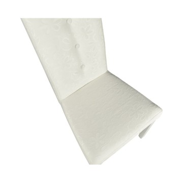 Chaise en tissu blanc avec décoration florale Montecarlo 3 boutons
