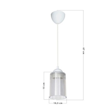 Plafonnier avec abat-jour cylindrique en plastique transparent Optical ASZ1025