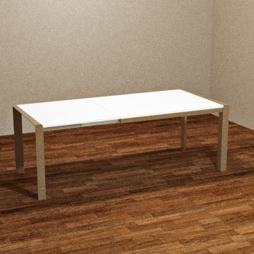 Table à rallonge Turtledove avec plateau blanc 130x80 - Golia