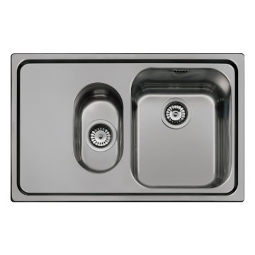 Smeg SP7915SN évier à encastrer en acier inoxydable noir avec 2 cuves et égouttoir à gauche 79x50