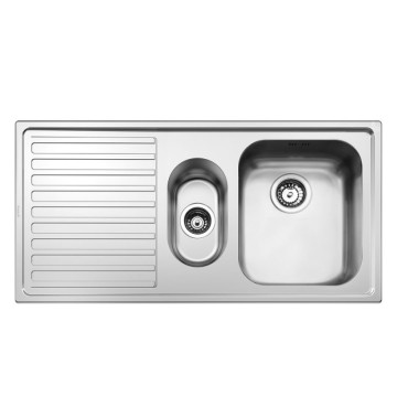 Smeg LL102S2 évier semi-encastré en acier inoxydable brossé 2 cuves et égouttoir à gauche 100x50