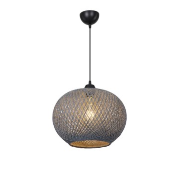 Plafonnier avec abat-jour en corde tressée anthracite Yumak MDL4745