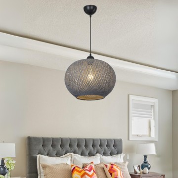 Plafonnier avec abat-jour en corde tressée anthracite Yumak MDL4745