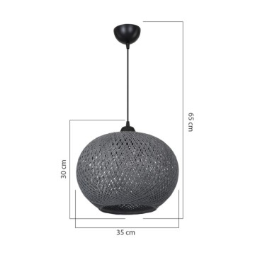 Plafonnier avec abat-jour en corde tressée beige Yumak MDL4746