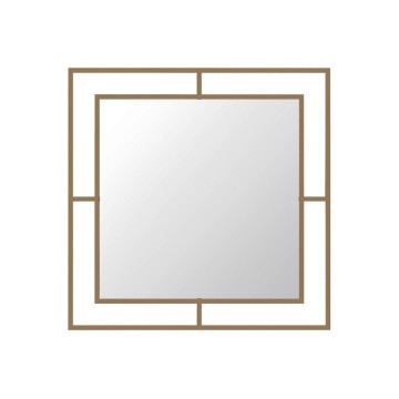 Miroir carré d'angle avec double cadre en métal doré
