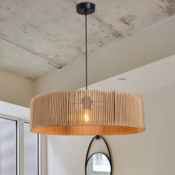 Plafonnier en papier à effet bambou café rustique Roya ASZ1747