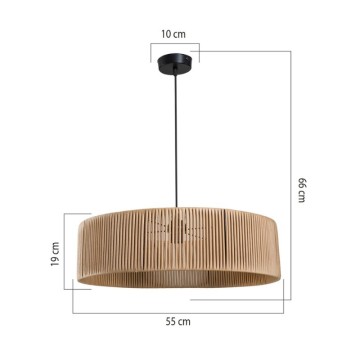 Plafonnier en papier à effet bambou café rustique Roya ASZ1747