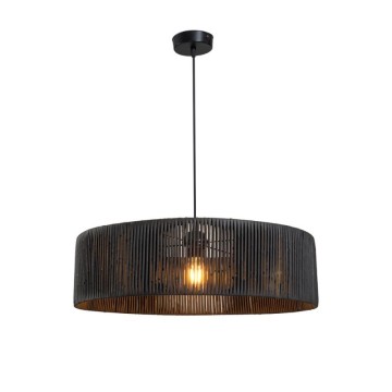 Roya ASZ1749 Plafonnier rustique en papier noir à effet bambou