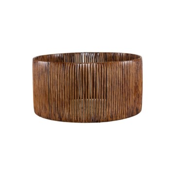 Abat-jour en papier tressé effet bambou café ROYA ASZ1751
