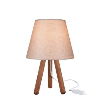 Lampe de table tripode en noyer et abat-jour en pin beige ASZ1452