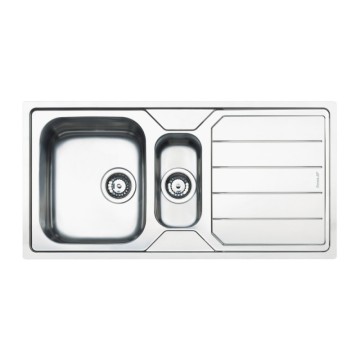 Smeg LFB112 évier à encastrer en acier inoxydable brossé avec 2 cuves et égouttoir réversible 100x50