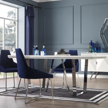 Table Enzio laquée blanc brillant 185x95x78h