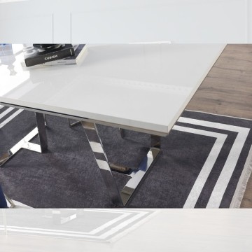 Table Enzio laquée blanc brillant 185x95x78h