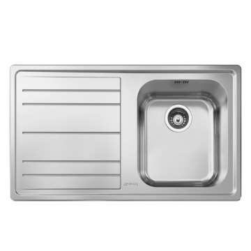 Smeg LE861S2 inox brossé 1 cuve à encastrer avec égouttoir à gauche 86x50