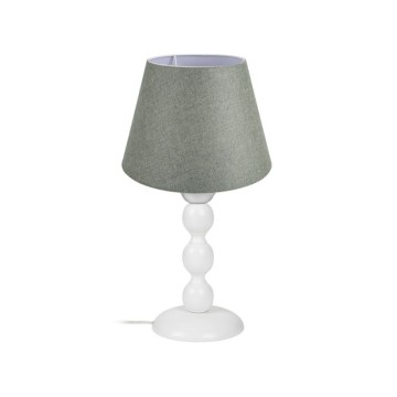 Lampe à poser base blanche et abat-jour en tissu couleur verte LAGUNAH272638
