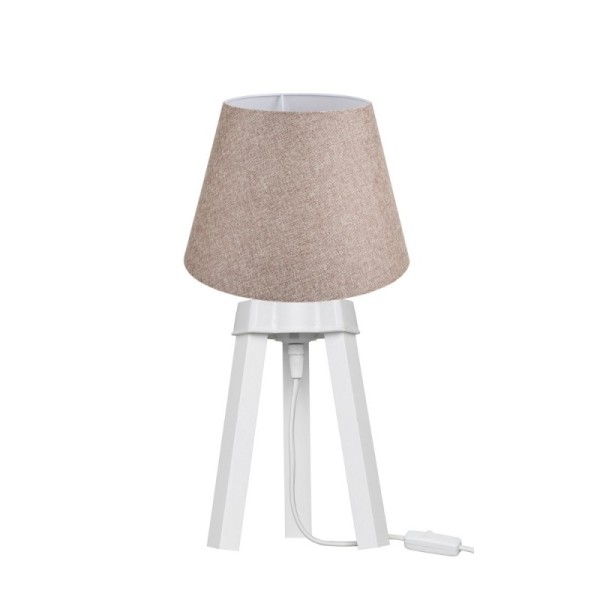 Lampe à poser sur trépied blanc et abat-jour en tissu beige PIKOBI2634 Lampe à poser sur trépied blanc et abat-jour en tissu beige PIKOBI2634