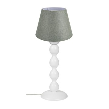 Lampe à poser base blanche et abat-jour en tissu couleur verte LAGUNAH372638
