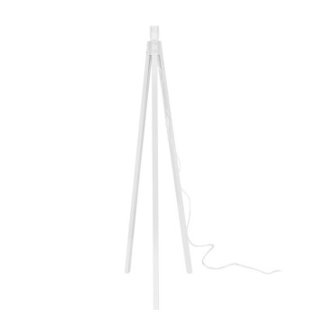 Lampadaire tripode en bois et abat-jour en papier tressé effet bambou couleur café RODIBI1751