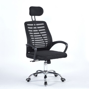 Fauteuil de bureau noir avec piétement et têtière chromés Colin